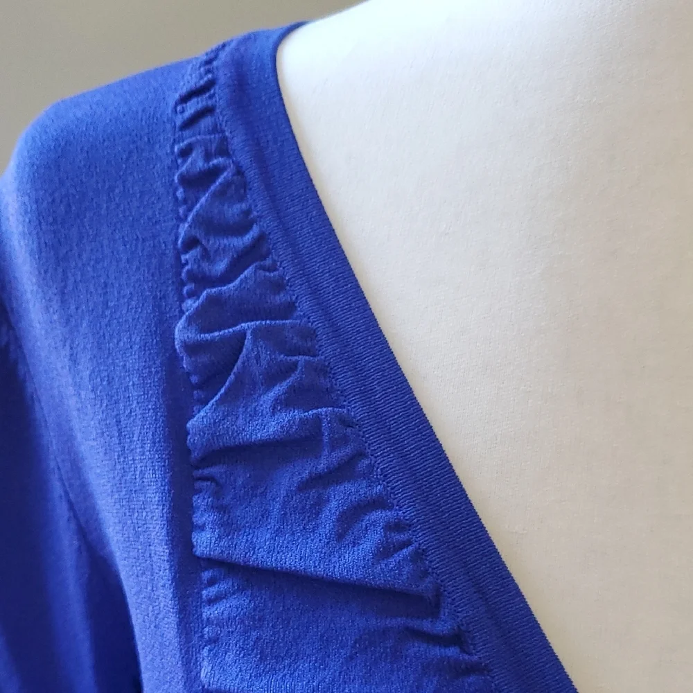 Vibrant Blue Ruched Cardigan - Picture 7 of 11